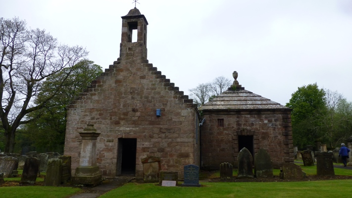 The outside of the Boswell Mausoleum in Auchinleck churchyard